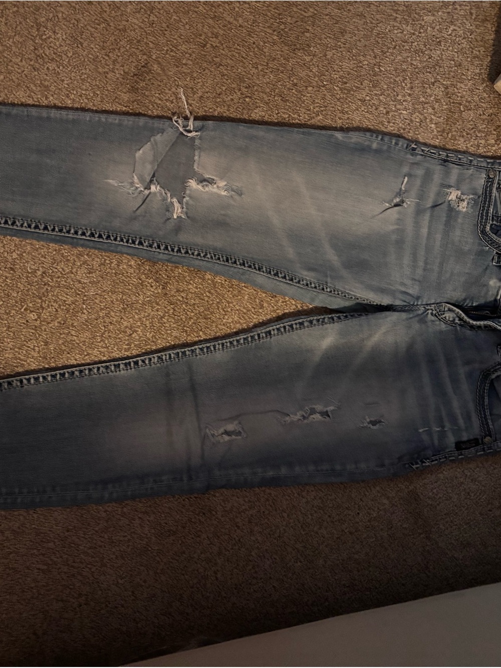 Silver Jeans Light Blue Ripped Skinny Jeans